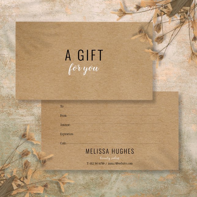 Certificado de regalo simple moderno rústico kraft (Simple Modern Rustic Kraft Gift Certificate)