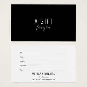 Certificado de Regalo Simple y Elegante en Negro y