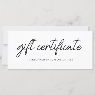 Certificado de regalo simple y minimalista para pe