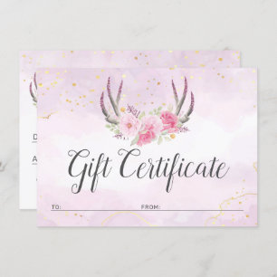 Certificado de regalo Tarjeta de Moda Rubor Pink G