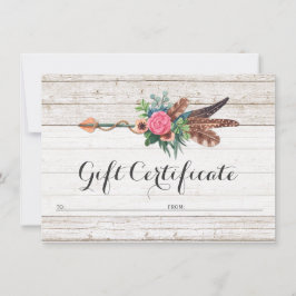 Certificado de regalo Tarjeta de Rosa de flechas d