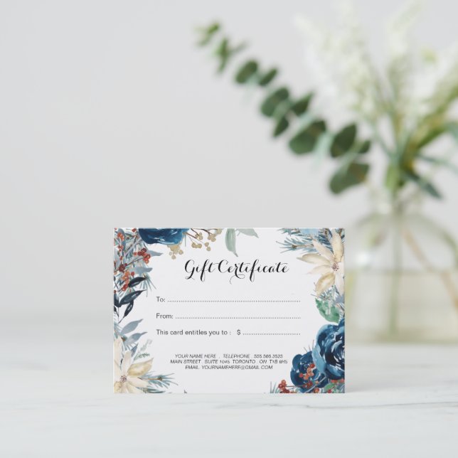 Certificado de regalo temático de invierno (Anverso de pie)