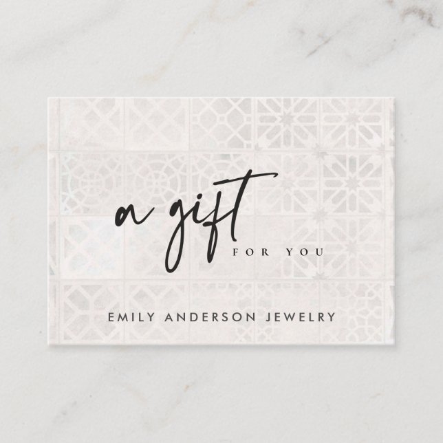 CERTIFICADO DE REGALO TEXTUAL DE BLANCO MARROQUÍ  (Anverso)