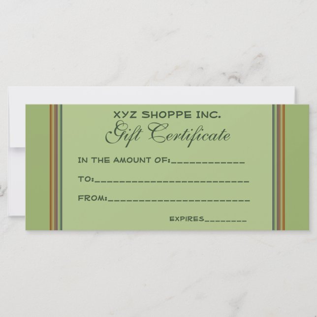 Certificado de regalo tiras de bieja verde (Anverso)