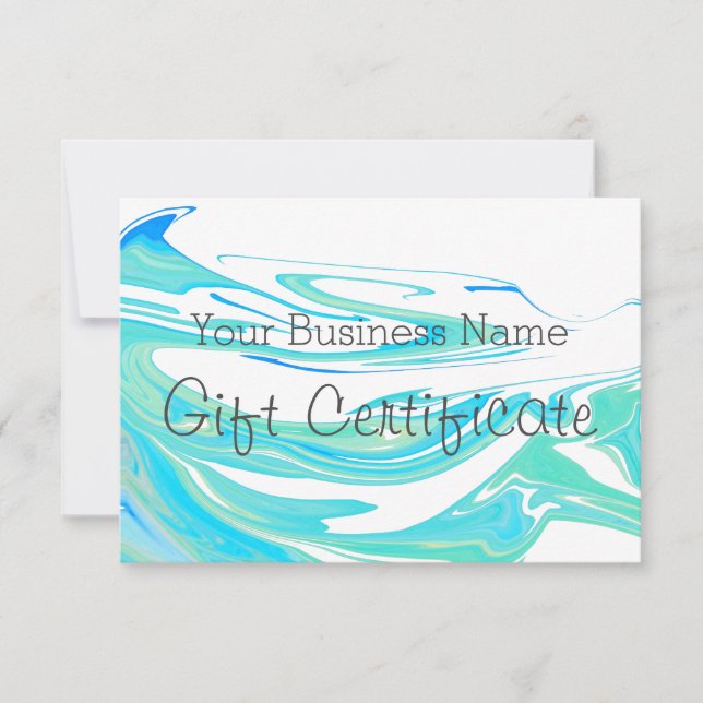 Certificado de regalo Turquoise Blue Sea Swirl (Anverso)