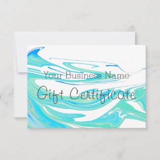Certificado de regalo Turquoise Blue Sea Swirl
