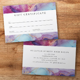 Certificado de regalo Verde azulado de empresa de 