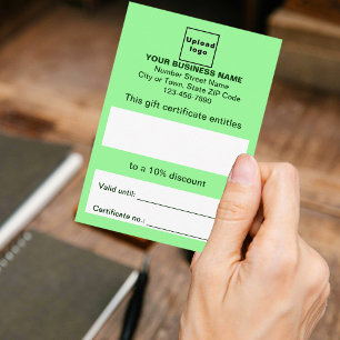 Certificado de regalo verde de luz de negocios