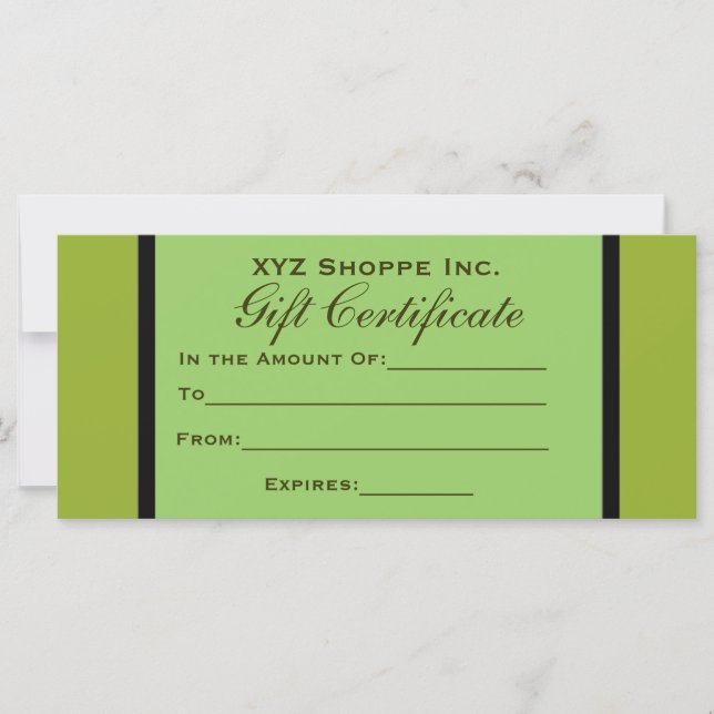 Certificado de regalo verde oliva (Anverso)