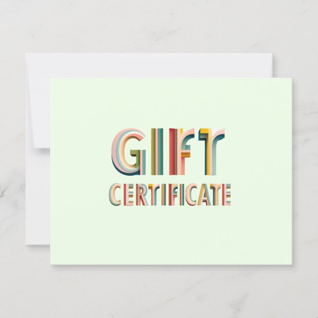 Certificado de regalo verde vintage retro (Anverso)