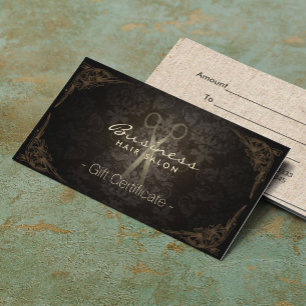 Certificado de regalo Vintage Damask Hair Stylist