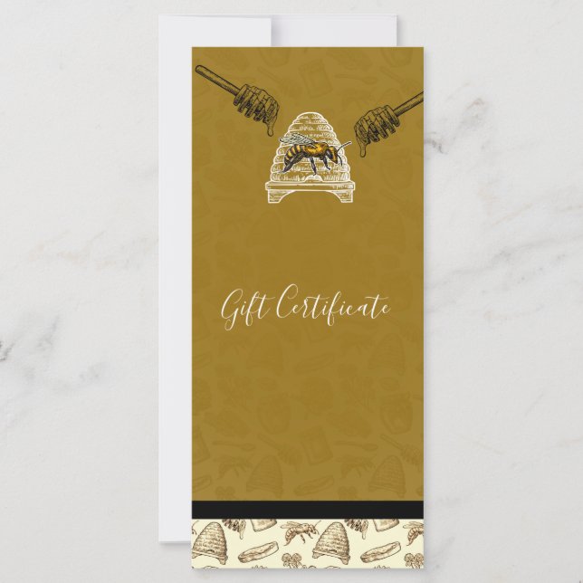 Certificado de regalo vintage orgánico de colmena  (Anverso)