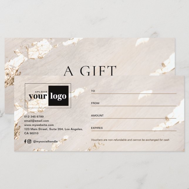 Certificado de regalo/Voucher de lujo moderno con  (Anverso / Reverso)
