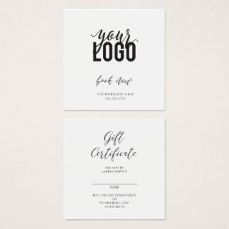 Certificado de regalo y tarjeta de visita