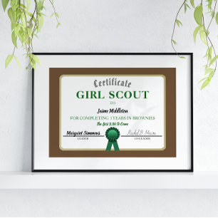 Certificado de servicio Brownies de exploración de