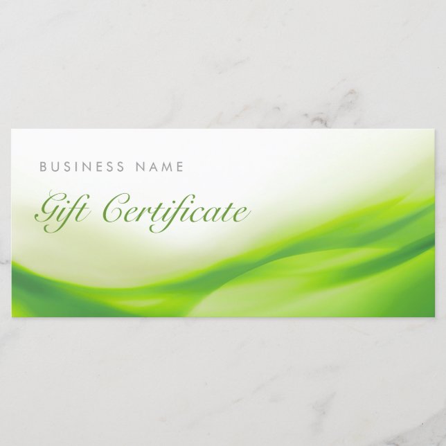 Certificado de tarjeta de regalo de ola verde (Anverso)