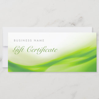 Certificado de tarjeta de regalo de ola verde