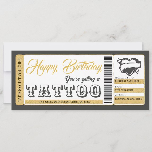 Certificado de Tatuaje Tarjeta de Regalo de Cumple (Anverso)