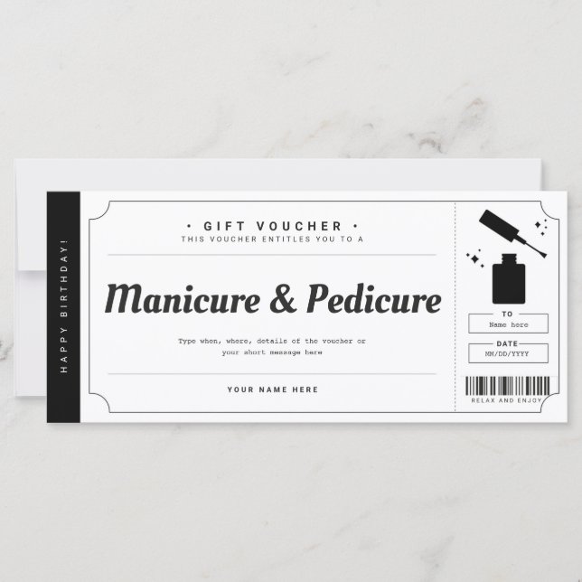 Certificado de Vale Regalo de Manicura Pedicura (Anverso)