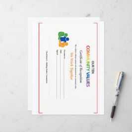Certificado de valor de trabajo en equipo Hoja de