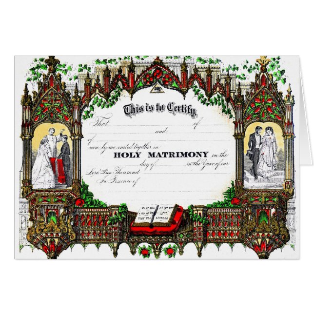 certificado del boda a partir de 1877 (Anverso (Horizontal))