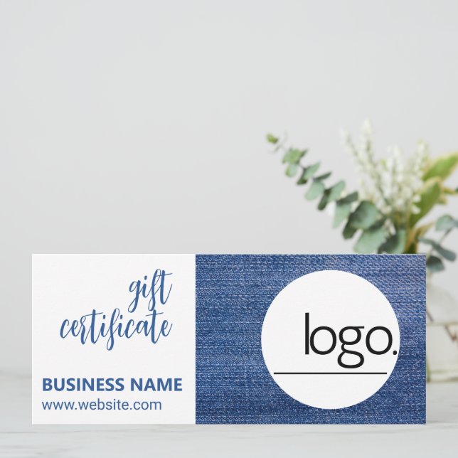 CERTIFICADO EDITABLE DENIM BLUE LOGO BUSINESS GIFT (Anverso de pie)
