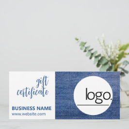 CERTIFICADO EDITABLE DENIM BLUE LOGO BUSINESS GIFT