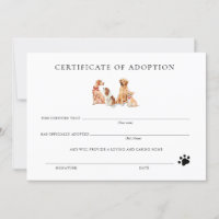 Certificado formal de adopción de cachorros en bla