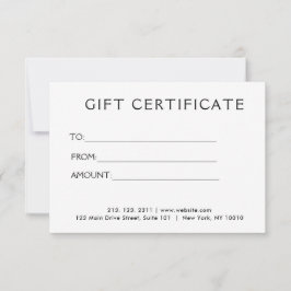 Certificado minimalista de regalo de lujo