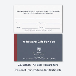 Certificado mínimo de regalo de recompensa de entr