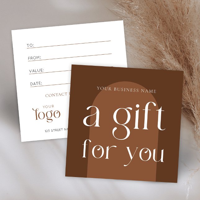 Certificado moderno de regalo de Boho Terracotta B (Boho terracotta business gift voucher design, featuring modern fonts and earthy tones)