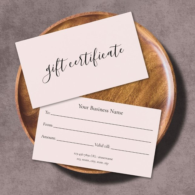 Certificado moderno de regalo de negocios rosa pas (Subido por el creador)