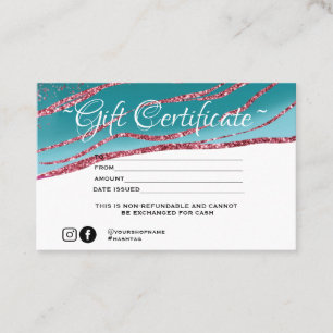 Certificado moderno de regalo de purpurina minimal