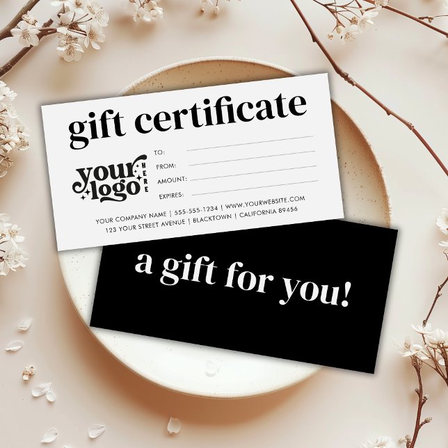 Certificado moderno de regalo para empresas con lo (Modern Business Gift Certificate With Custom Logo)