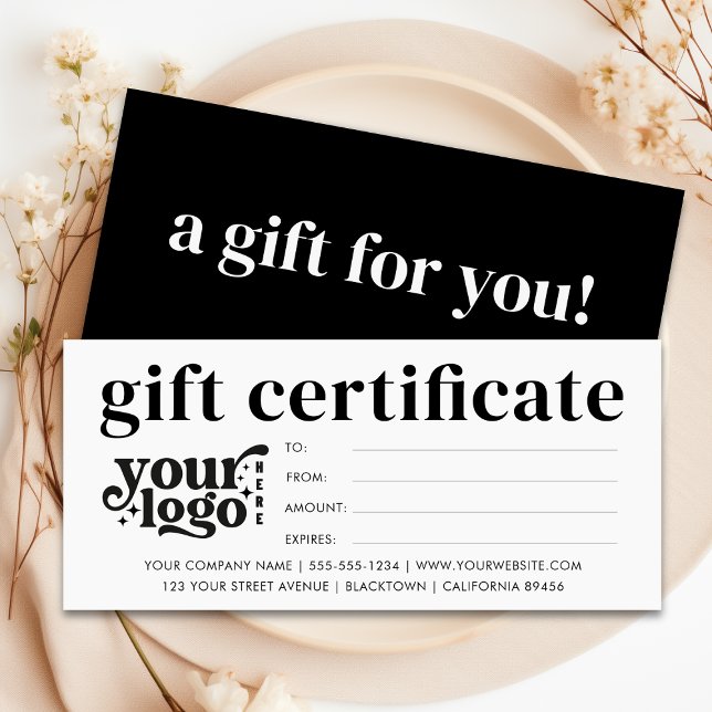 Certificado moderno de regalo para empresas con lo (Modern Business Gift Certificate With Custom Logo)