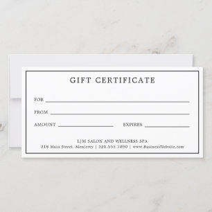 Certificado Monograma de regalo simple para empres