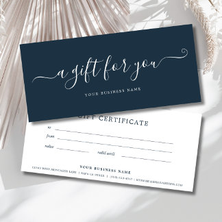 Certificado Navy Blue Business Regalo Elegante Sim