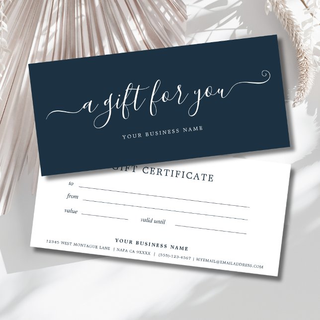 Certificado Navy Blue Business Regalo Elegante Sim (Navy Blue Business Gift Certificate)