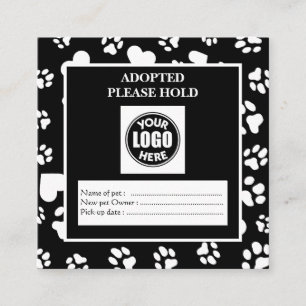 Certificado Negro de Adopción de Mascotas con Logo