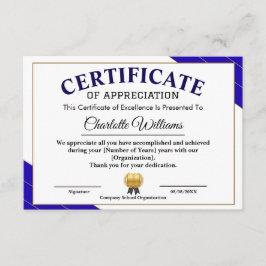Certificado Profesional de Agradecimiento