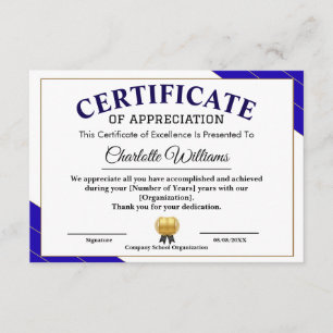 Certificado Profesional de Agradecimiento