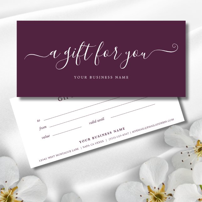 Certificado Purple Business Gift Elegant Simple (Purple Plum Gift Certificate)