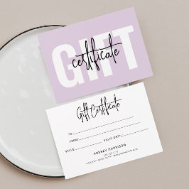 Certificado púrpura de script minimalista