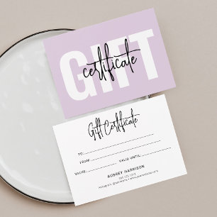 Certificado púrpura de script minimalista