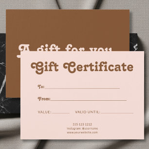 Certificado Rosa Marrón Minimalista Retro Divertid