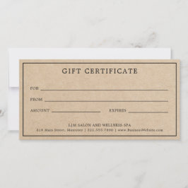 Certificado simple de regalo de empresa en monogra