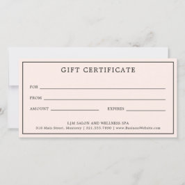 Certificado simple de regalo Rubor rosado monogram