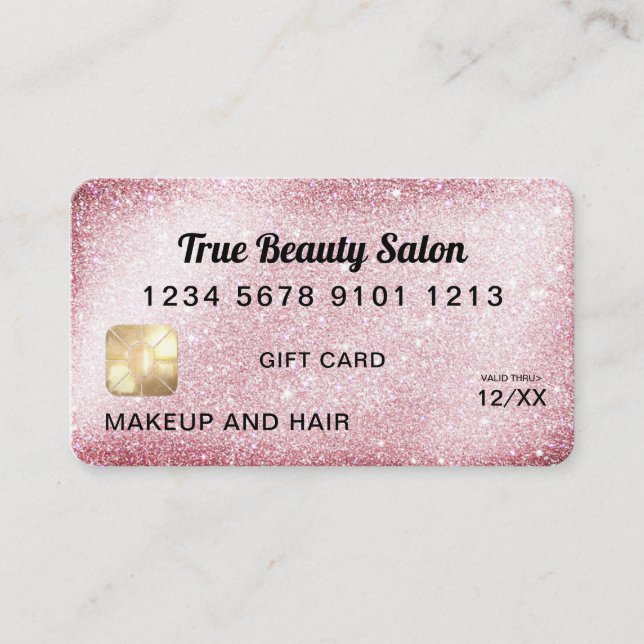 Certificado único de regalo de tarjeta de crédito  (Anverso)