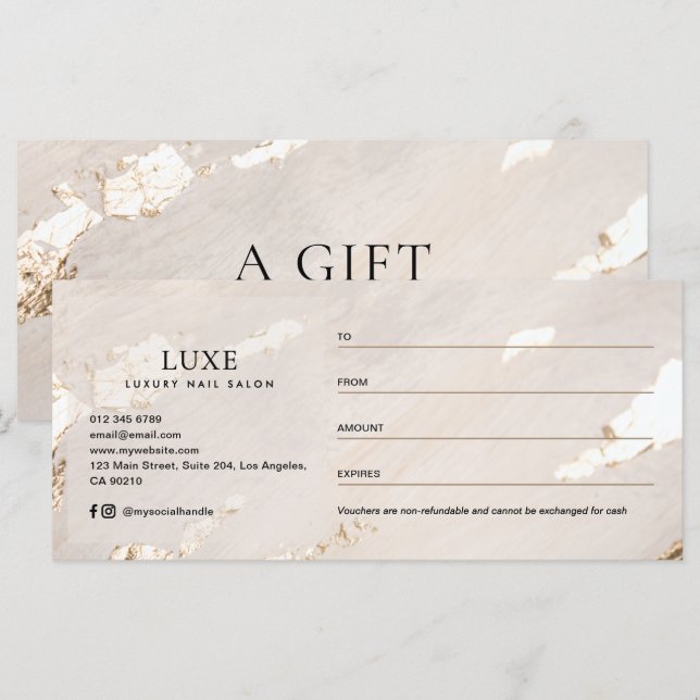 Certificado/Vale de regalo de oro moderno de lujo (Anverso / Reverso)