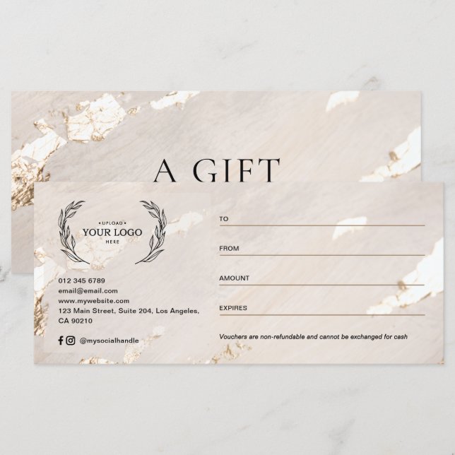 Certificado/Voucher de regalo de hoja de oro moder (Anverso / Reverso)